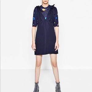 Zara tie up summer navy dress